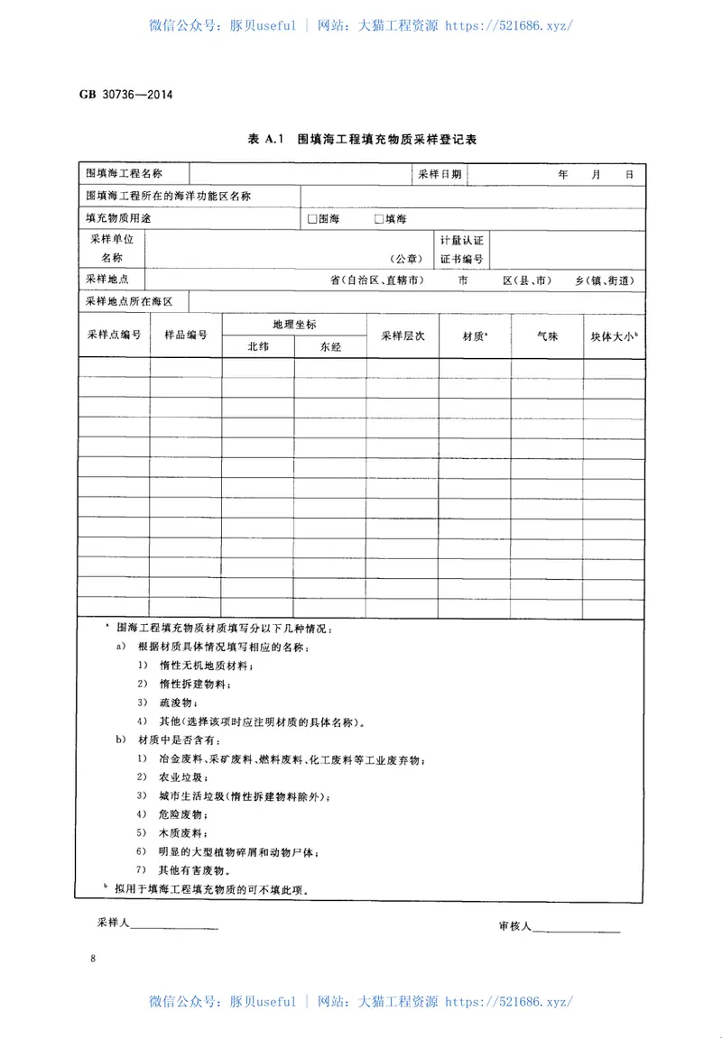 GB30736-2014围填海工程填充物质成分限值 预览图