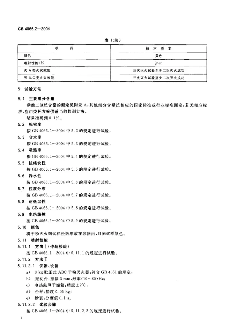 GB4066.2-2004干粉灭火剂第2部分ABC干粉灭火剂 预览图