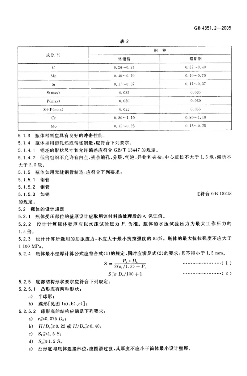 GB4351.2-2005手提式灭火器第2部分手提式二氧化碳灭火器钢质无缝瓶体的要求 预览图