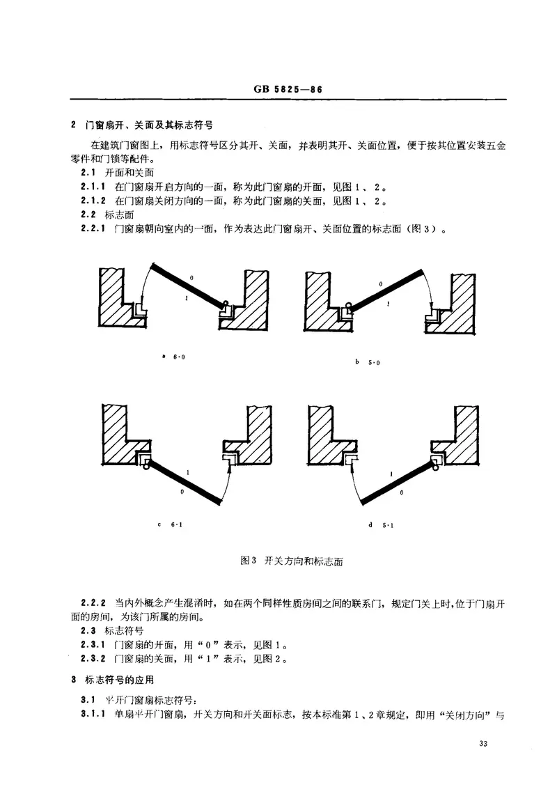 GB5825-1986建筑门窗扇开、关方向和开、关面的标志符号 预览图