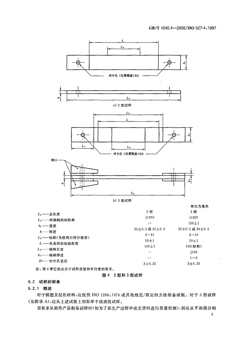 GBT1040.4-2006塑料拉伸性能的测定第4部分：各向同性和正交各向异性纤维增强复合材料的试验条件 预览图