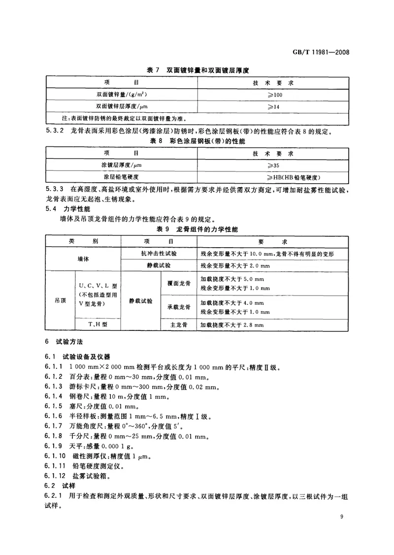GBT11981-2008建筑用轻钢龙骨 预览图