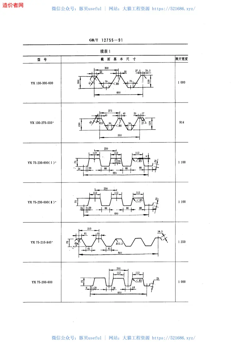 GBT12755-1991建筑用压型钢板 预览图