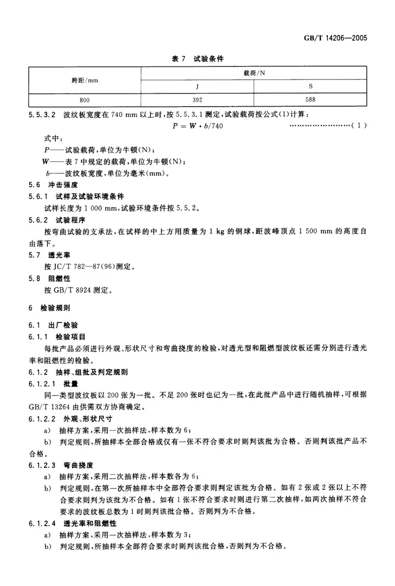 GBT14206-2005玻璃纤维增强聚酯波纹板 预览图