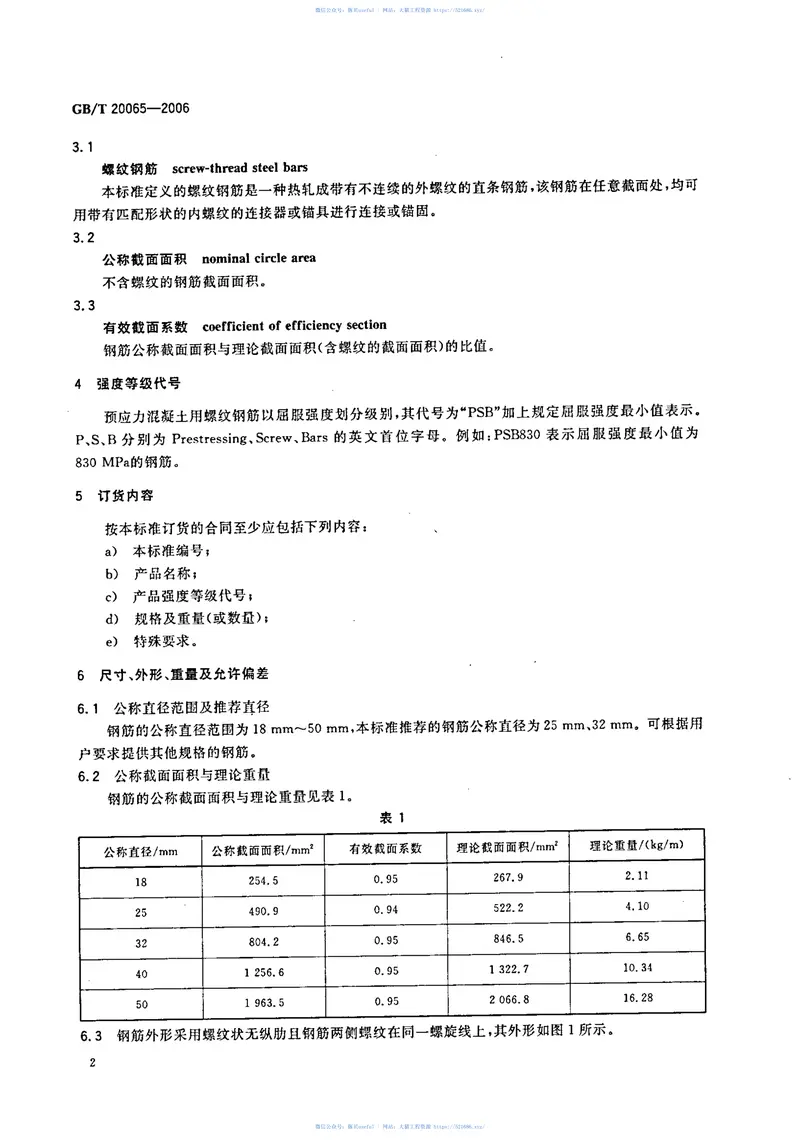 GBT20065-2006预应力混凝土用螺纹钢筋 预览图