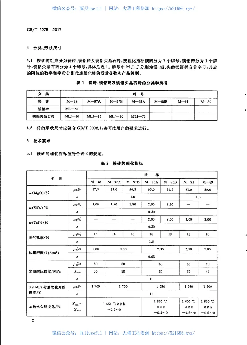 GBT2275-2017镁砖和镁铝砖 预览图