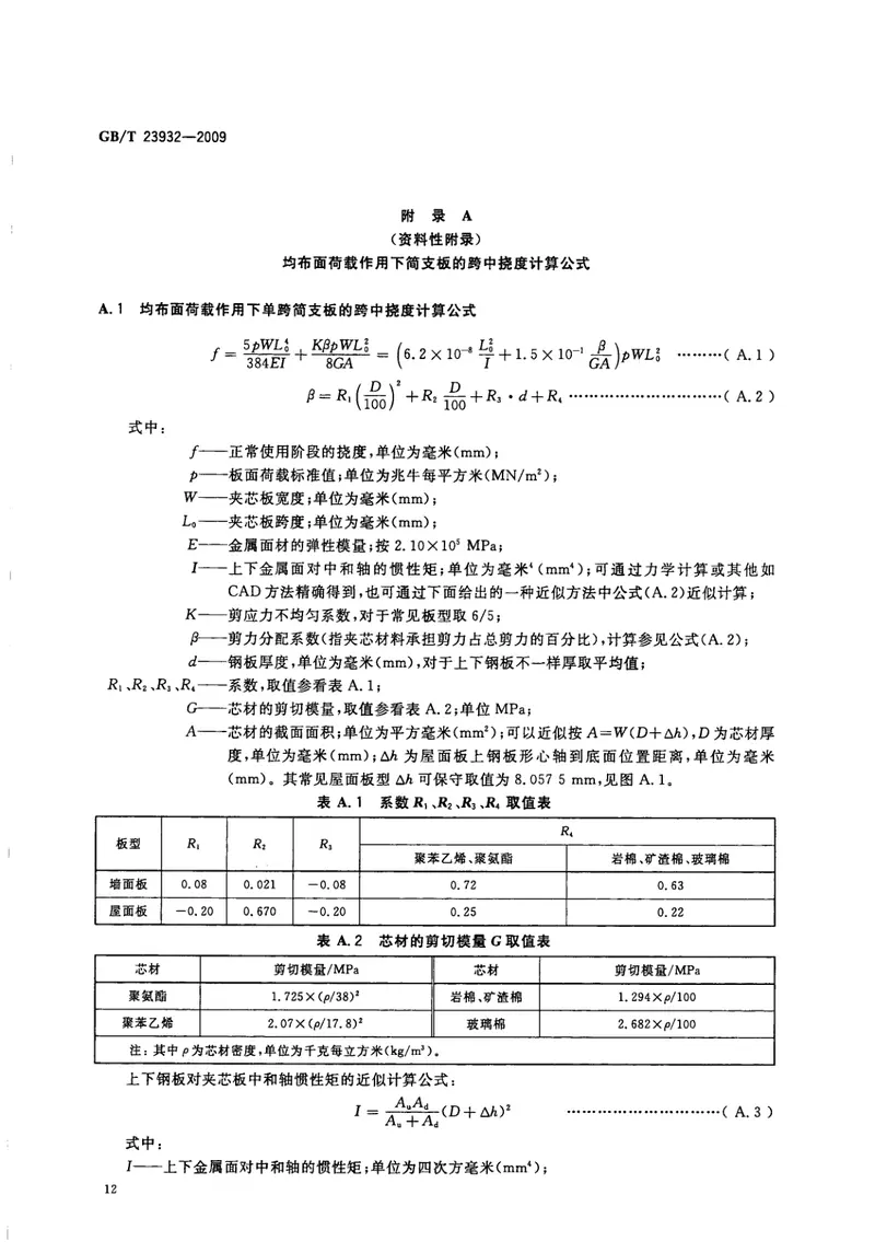 GBT23932-2009建筑用金属面绝热夹芯板 预览图