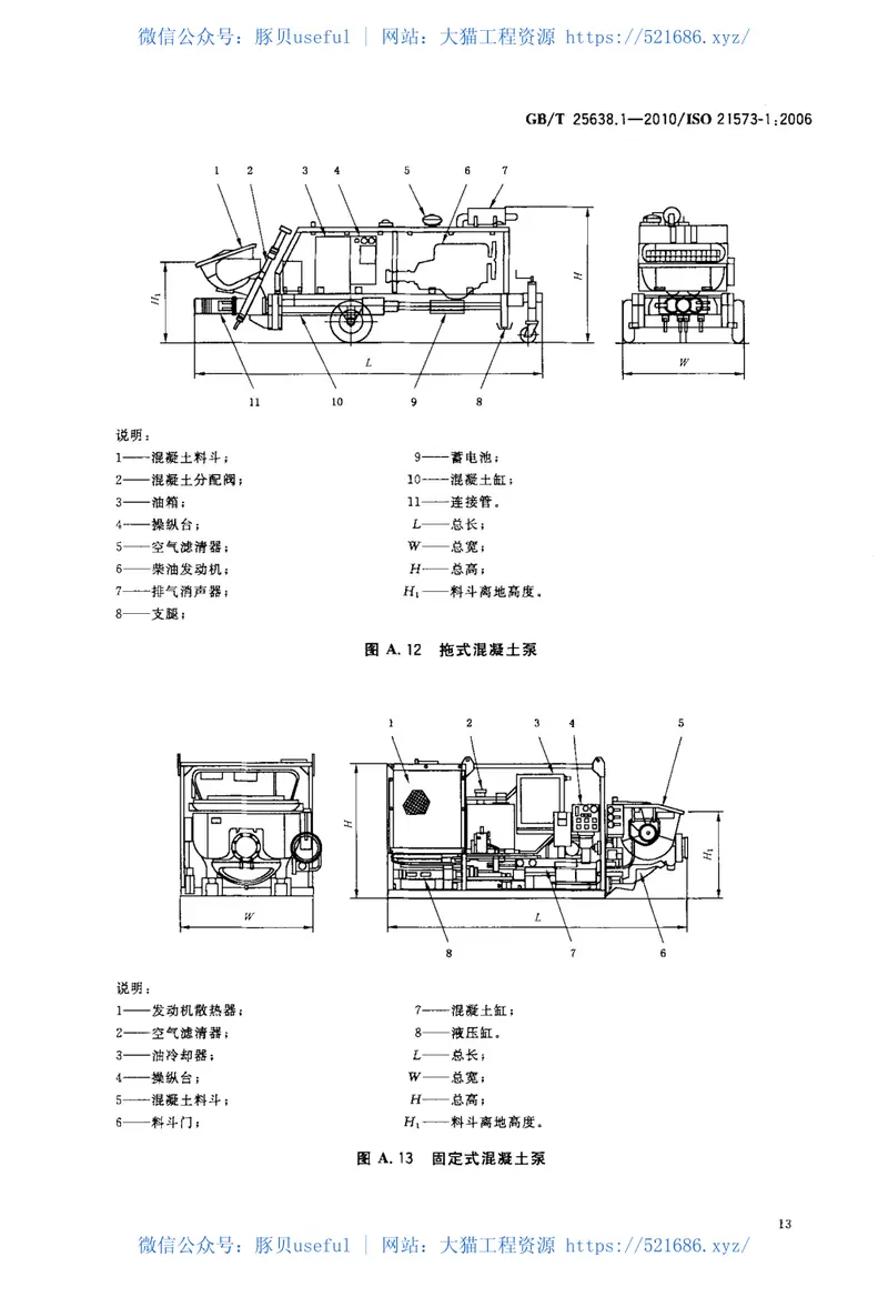 GBT25638.1-2010建筑施工机械与设备混凝土泵第1部分：术语与商业规格 预览图