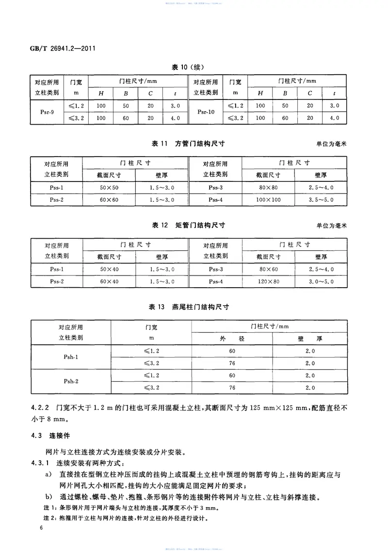 GBT26941.2-2011隔离栅第2部分：立柱、斜撑和门 预览图