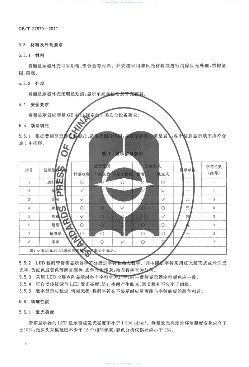 GBT27879-2011公路收费用费额显示器 预览图
