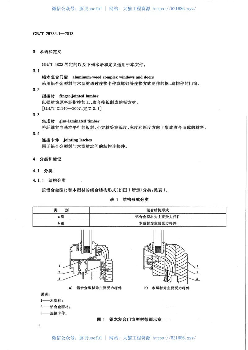 GBT29734.1-2013建筑用节能门窗第1部分：铝木复合门窗 预览图