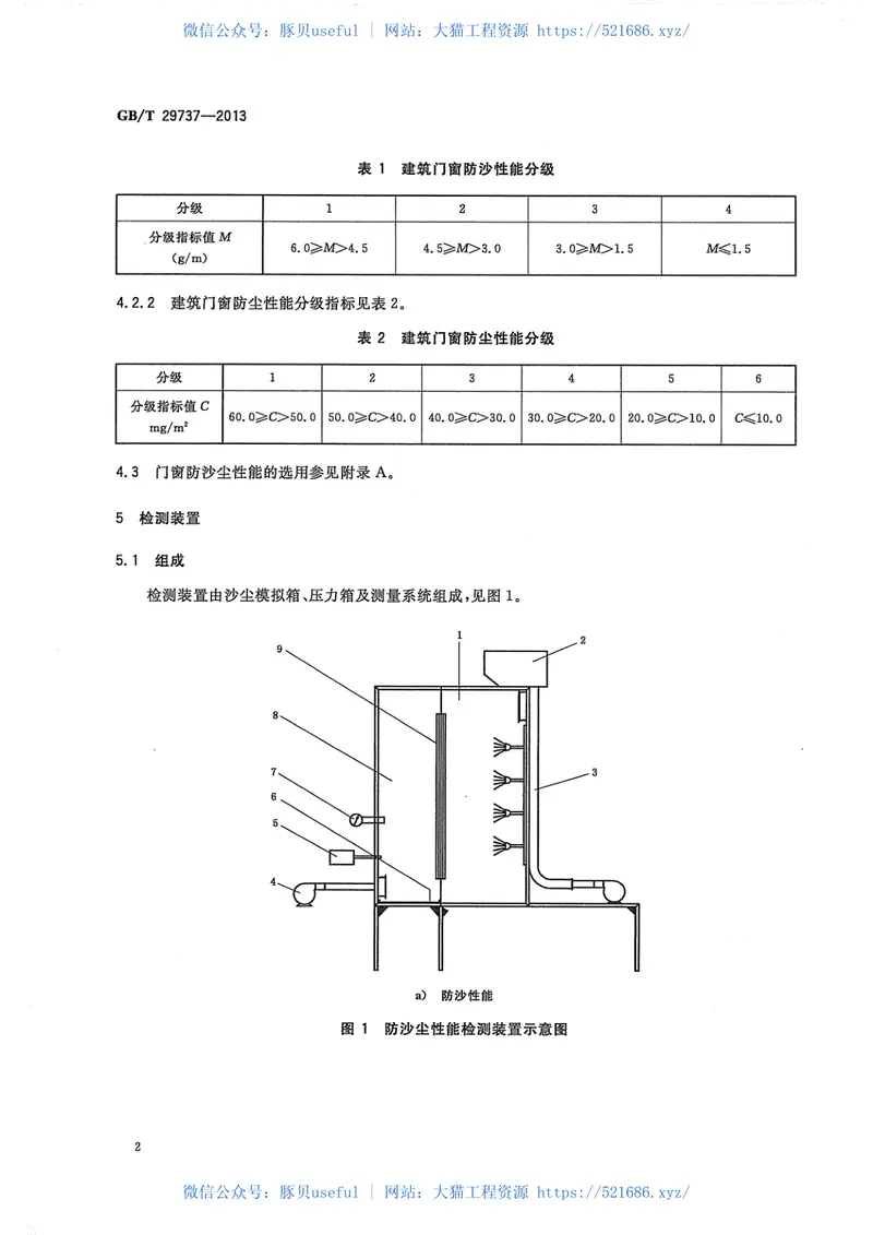 GBT29737-2013建筑门窗防沙尘性能分级及检测方法 预览图