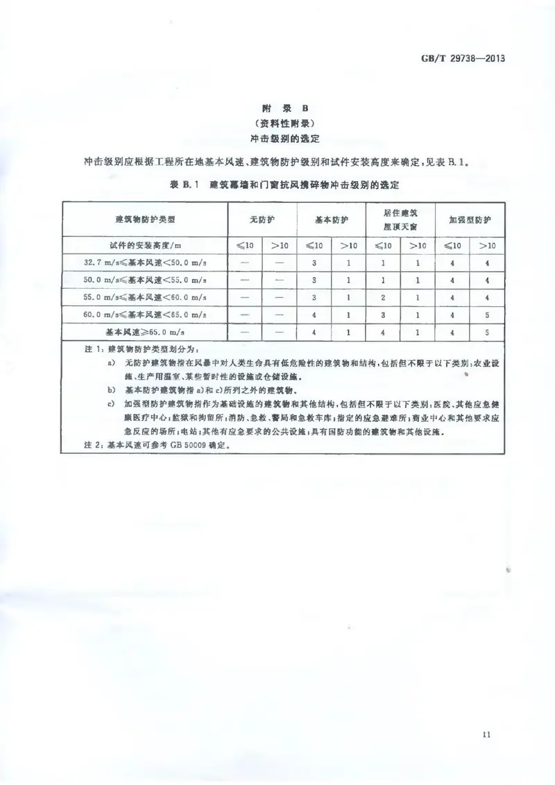 GBT29738-2013建筑幕墙和门窗抗风携碎物冲击性能分级及检测方法 预览图