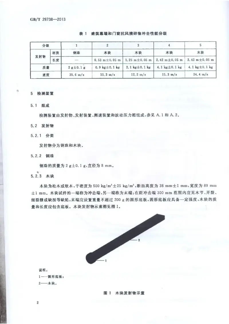 GBT29738-2013建筑幕墙和门窗抗风携碎物冲击性能分级及检测方法 预览图