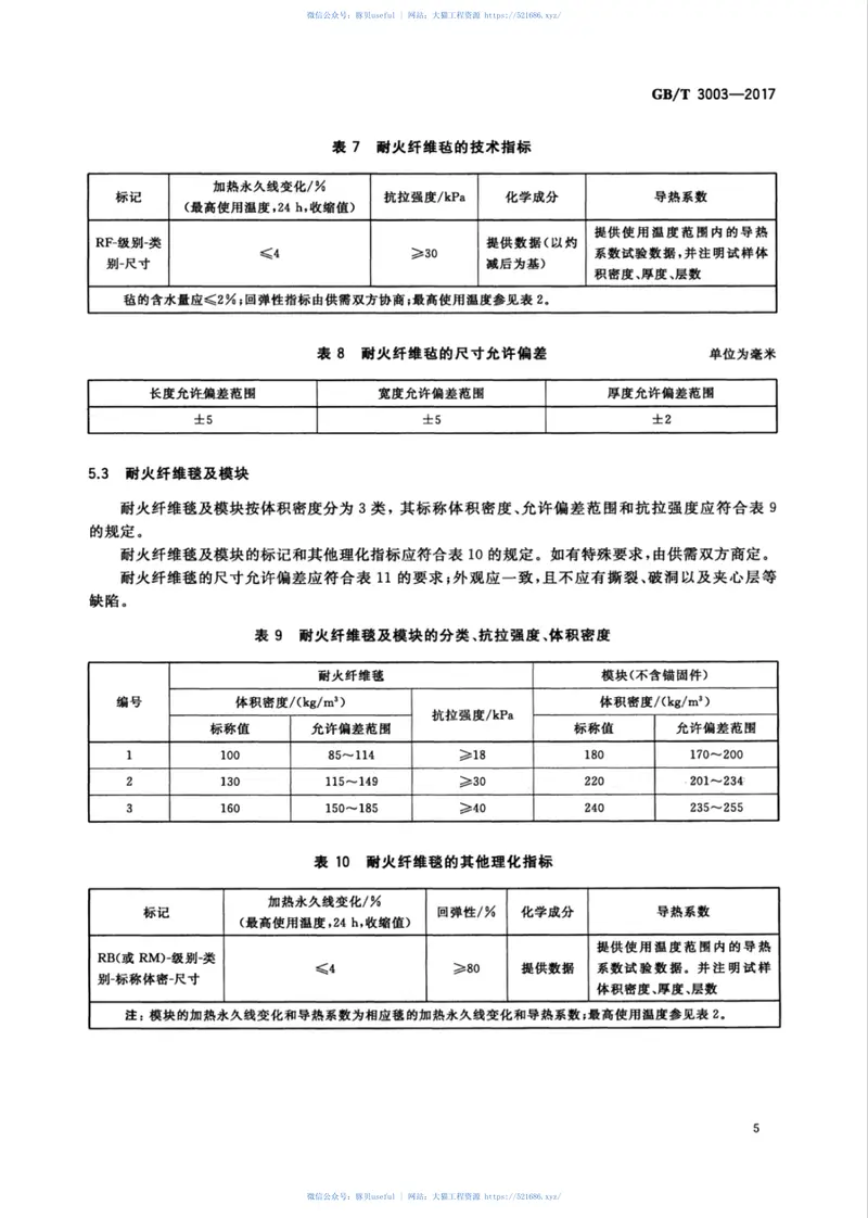 GBT3003-2017耐火纤维及制品 预览图