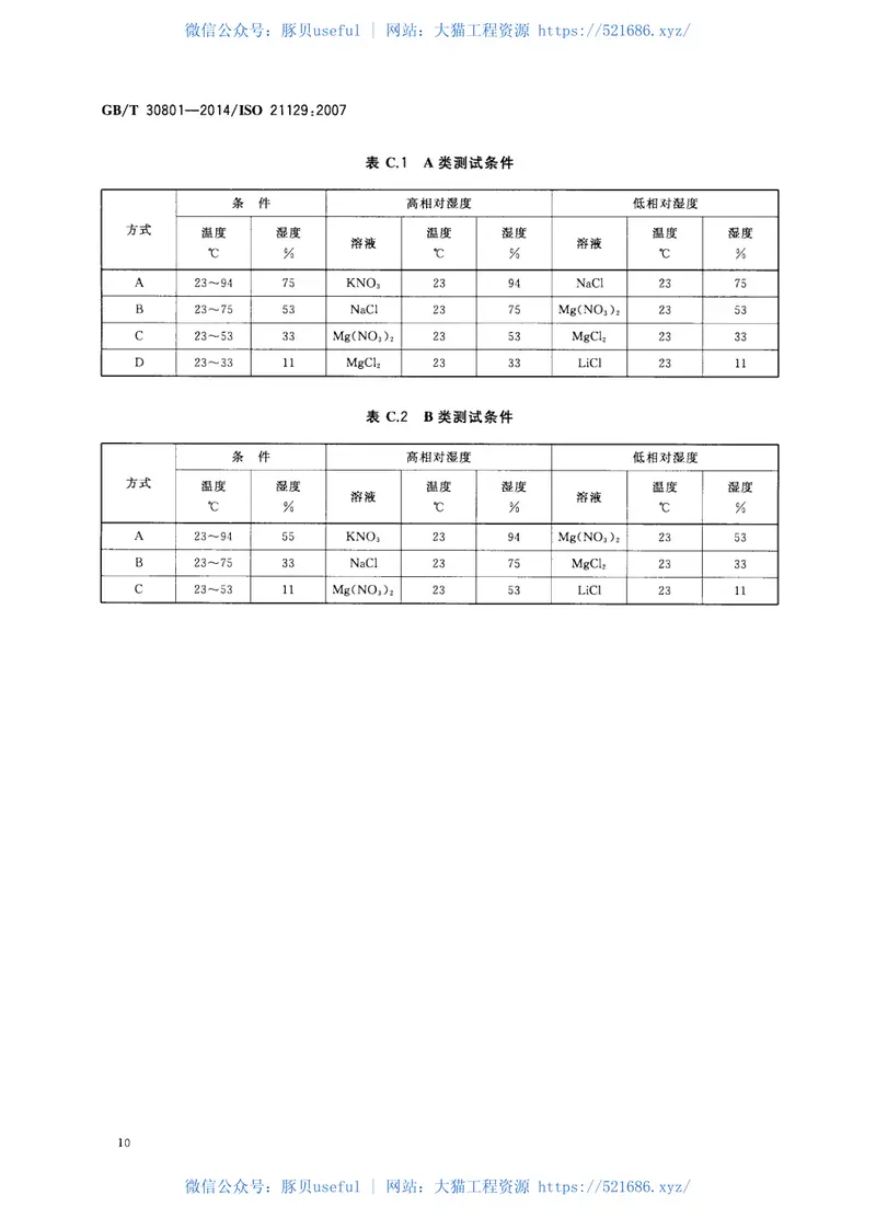 GBT30801-2014建筑材料及制品的湿热性能透湿性能的测定箱式法 预览图
