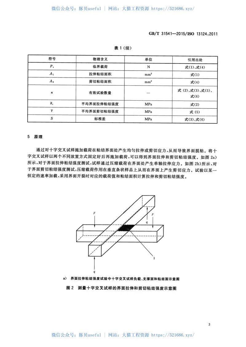 GBT31541-2015精细陶瓷界面拉伸和剪切粘结强度试验方法十字交叉法 预览图