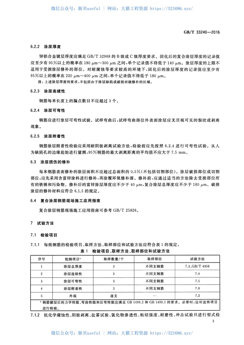 GBT33240-2016钢筋混凝土用镀锌铝合金-环氧树脂复合涂层钢筋 预览图