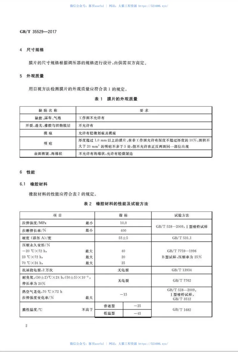 GBT35529-2017城镇燃气调压器用橡胶膜片 预览图