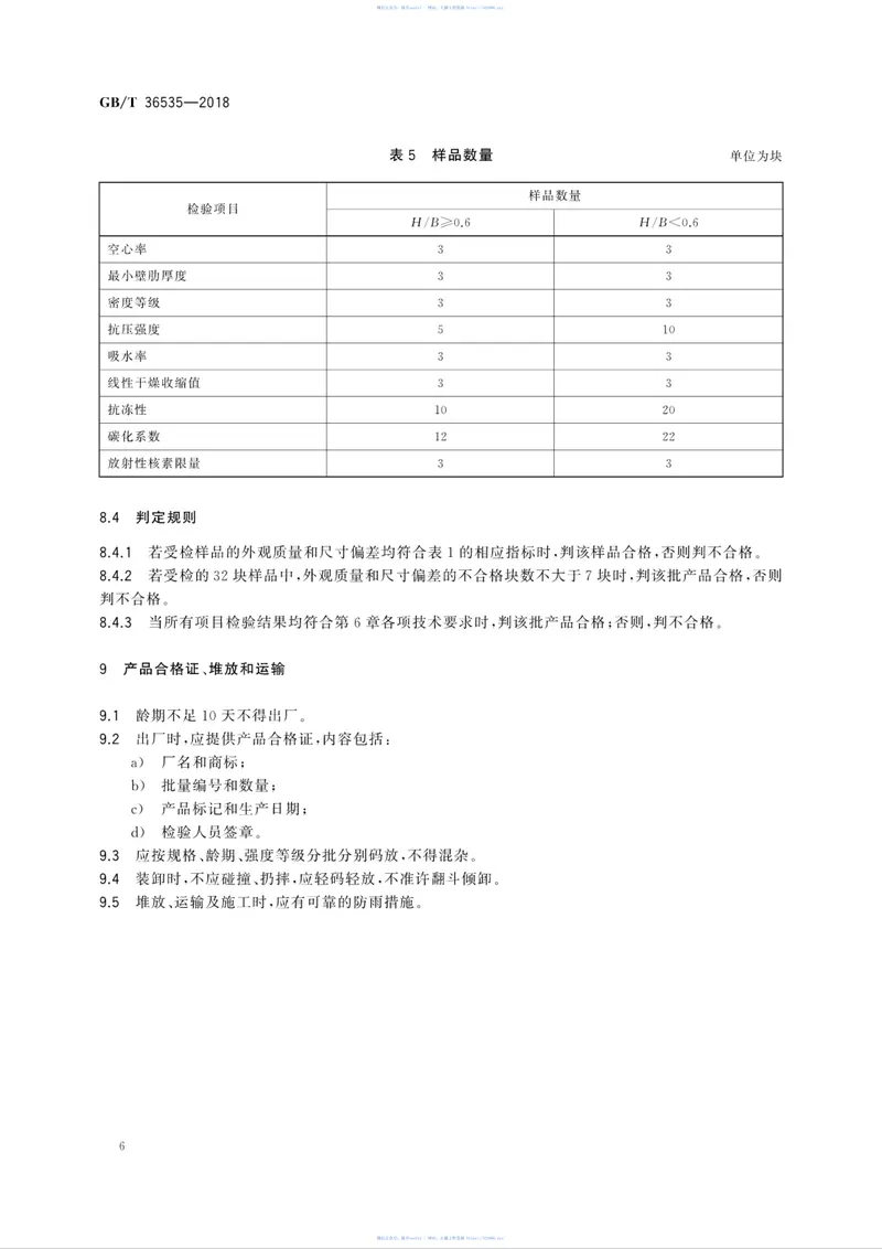 GBT36535-2018蒸压粉煤灰空心砖和空心砌块 预览图