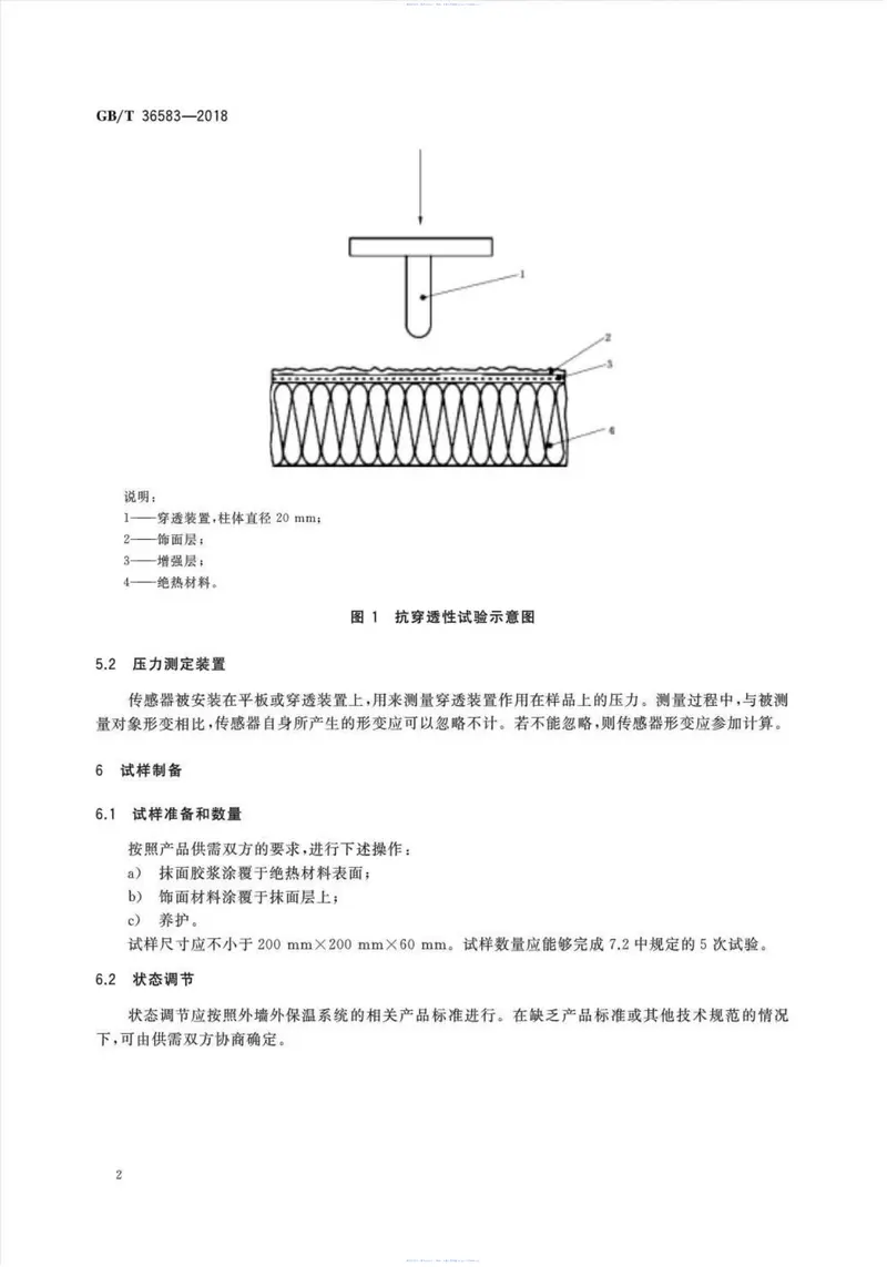 GBT36583-2018外墙外保温系统抗穿透性测试方法 预览图