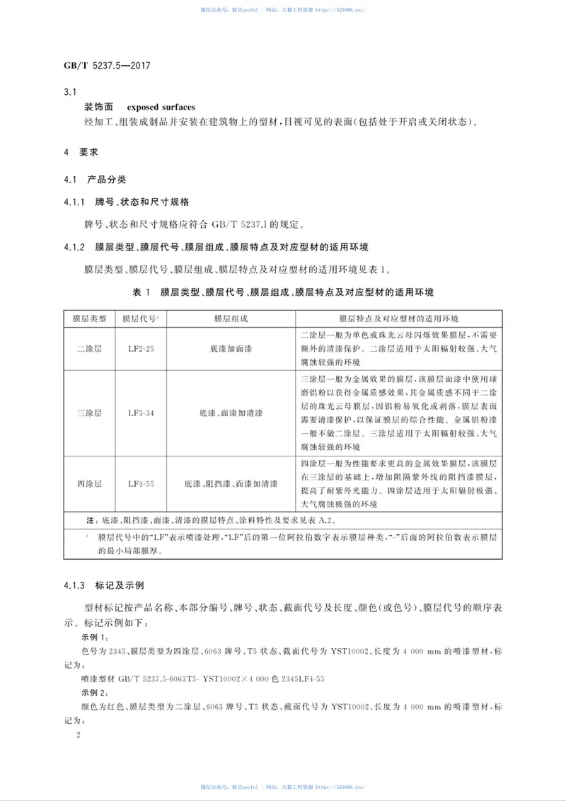 GBT5237.5-2017铝合金建筑型材第5部分：喷漆型材 预览图