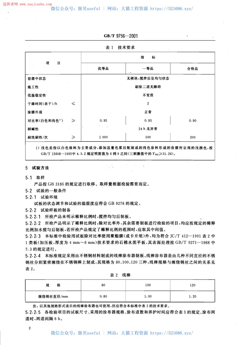GBT9756-2001合成树脂乳液内墙涂料规范 预览图