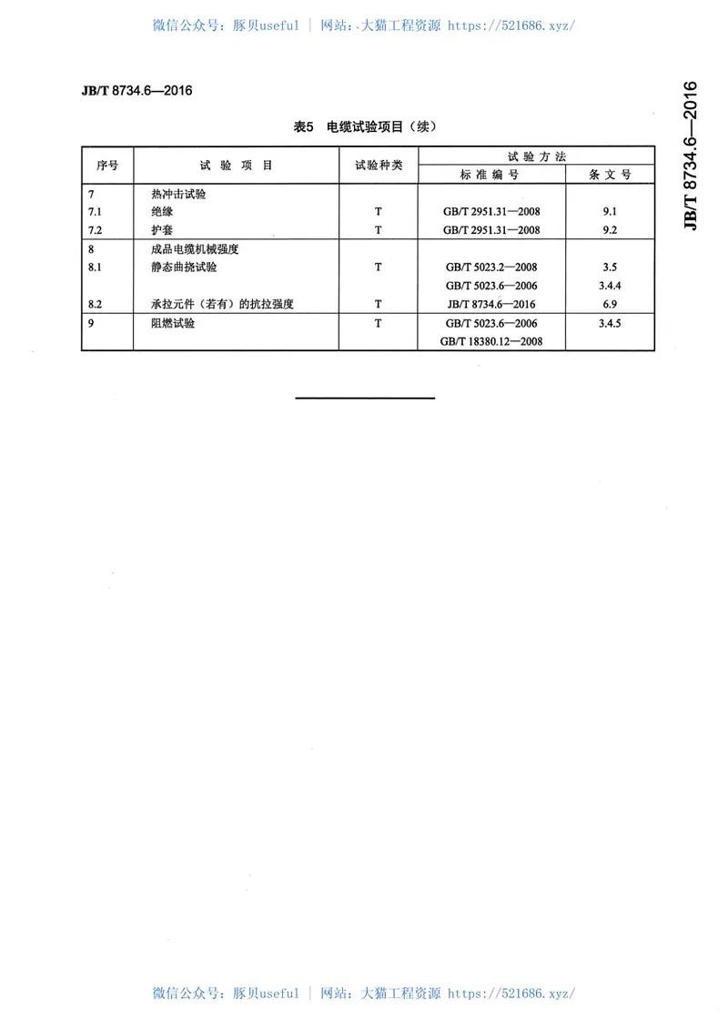 JB∕T8734.6-2016额定电压450∕750V及以下聚氯乙烯绝缘电缆电线和软线第6部分电梯电缆 预览图