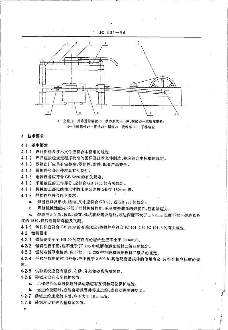 JC531-1994平移式砂锯机技术条件 预览图