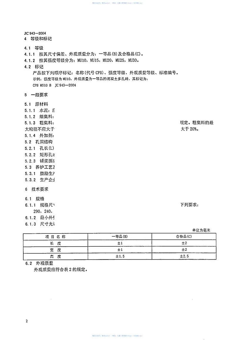 JC943-2004混凝土多孔砖 预览图