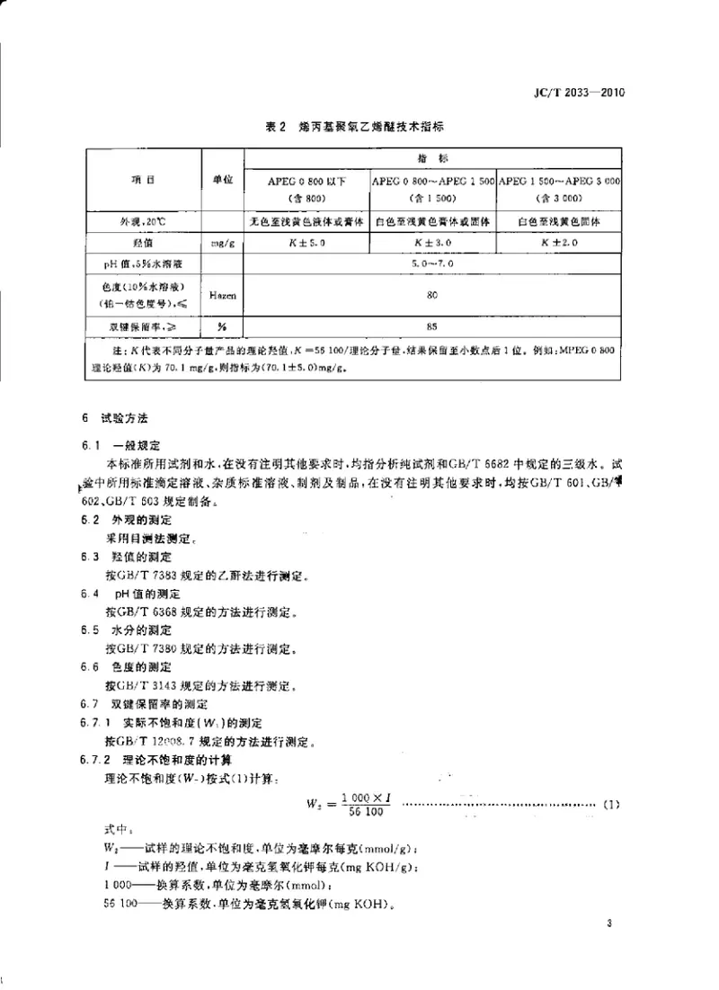 JCT2033-2010混凝土外加剂用聚醚及其衍生物 预览图