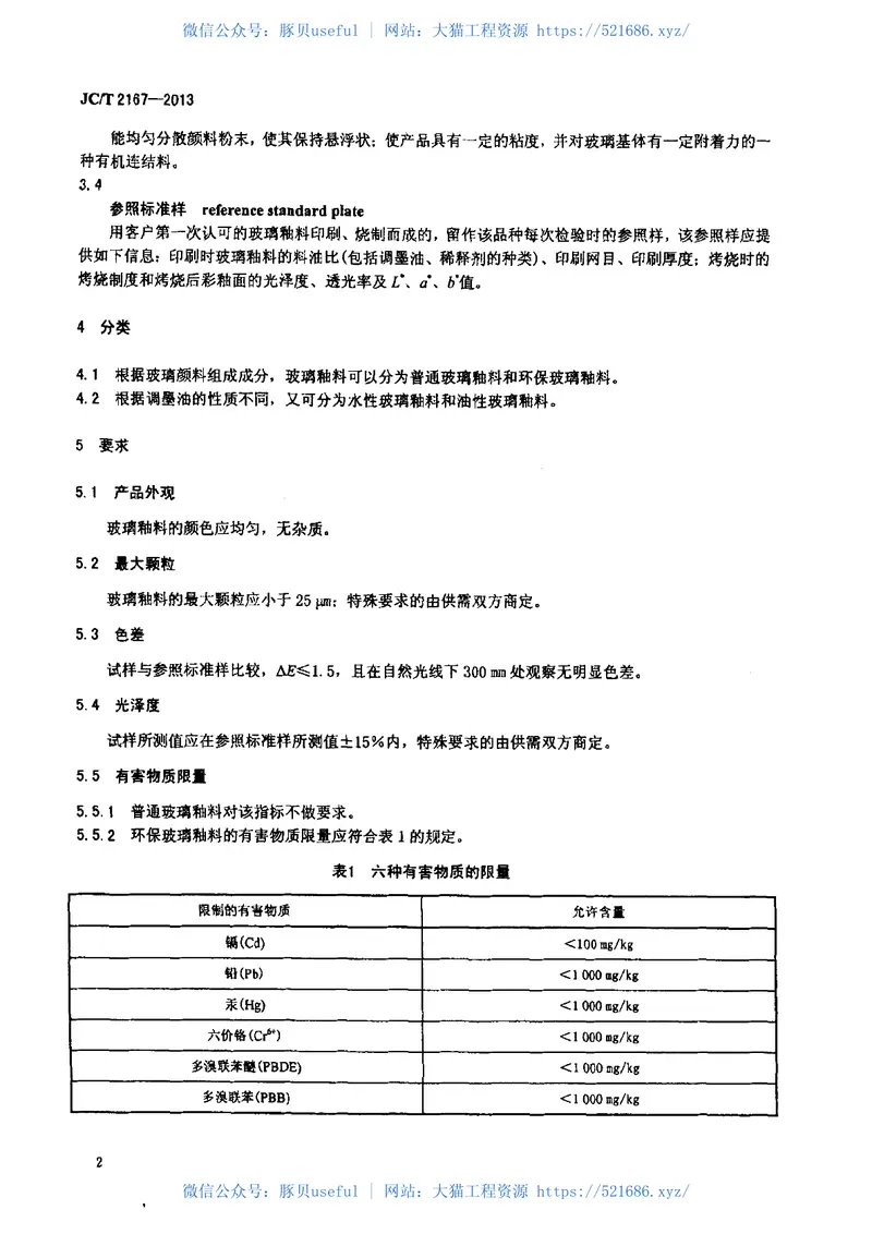 JCT2167-2013玻璃釉料 预览图