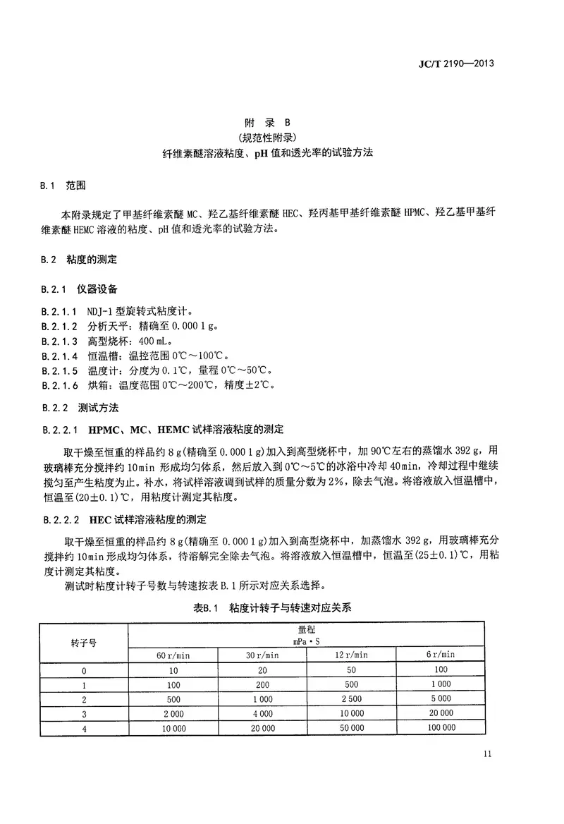 JCT2190-2013建筑干混砂用纤维素醚 预览图