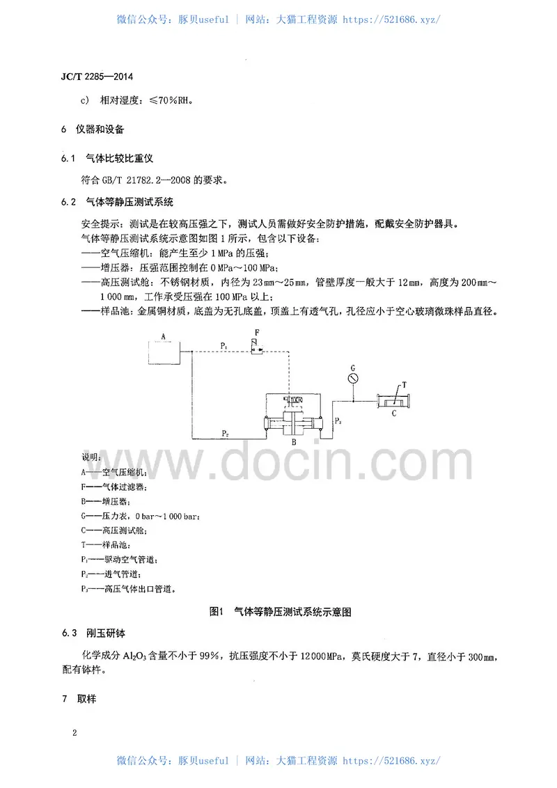 JCT2285-2014空心玻璃微珠耐气压测试行业标准 预览图