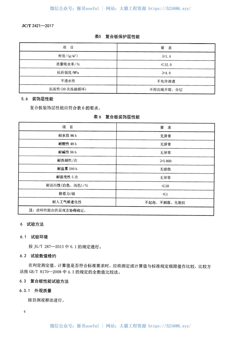 JCT2421-2017建筑用膨胀珍珠岩保温装饰复合板 预览图