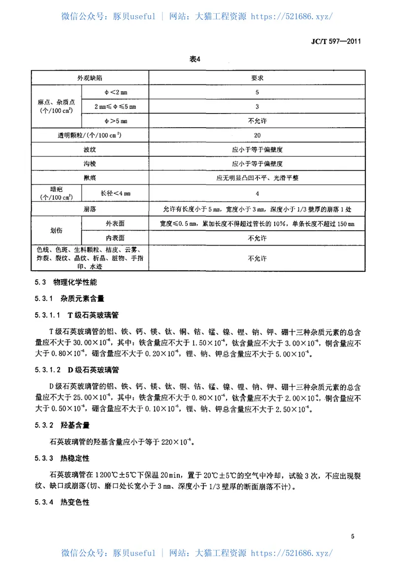 JCT597-2011半导体用透明石英玻璃管 预览图
