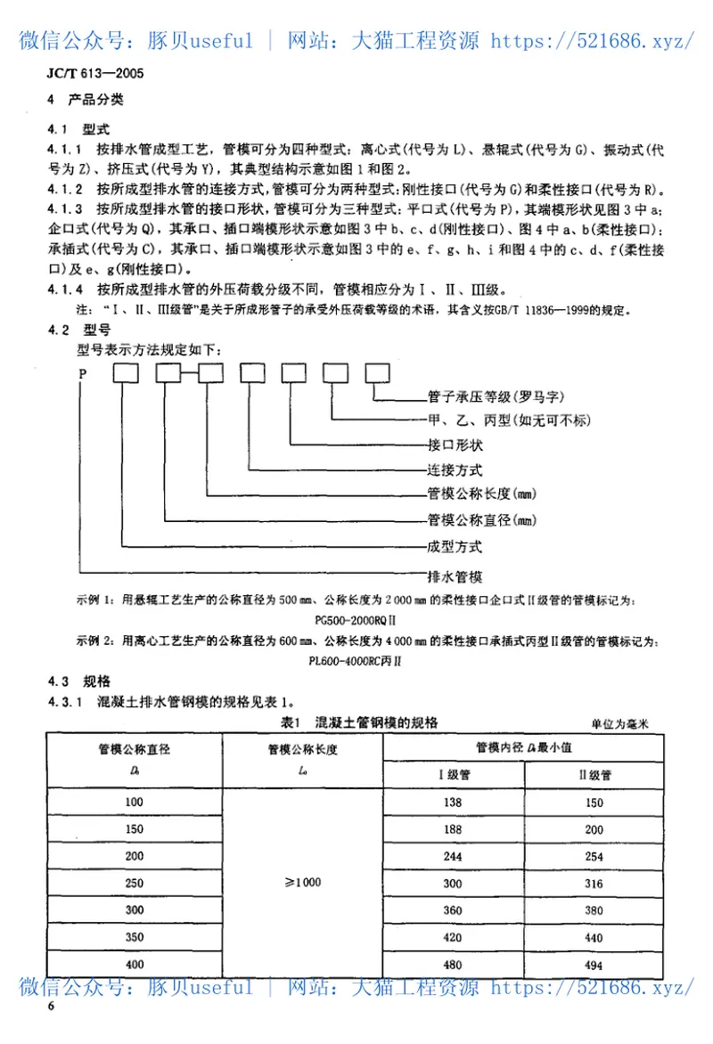 JCT613-2005混凝土和钢筋混凝土排水管钢模 预览图
