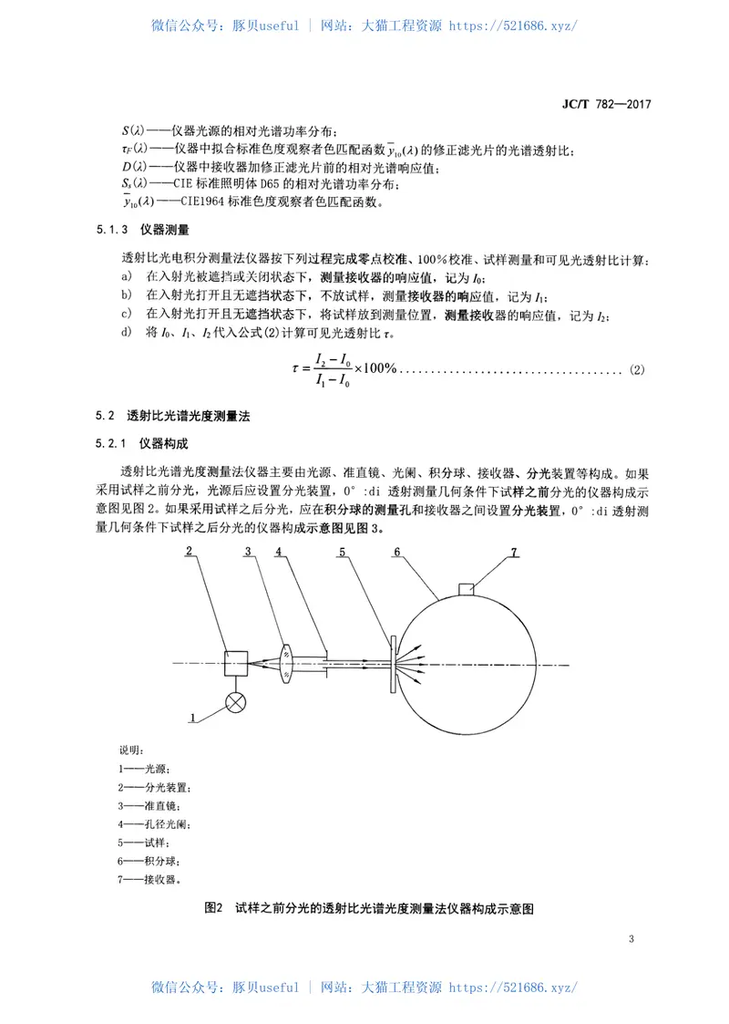 JCT782-2017玻璃纤维增强塑料可见光透射比试验方法 预览图