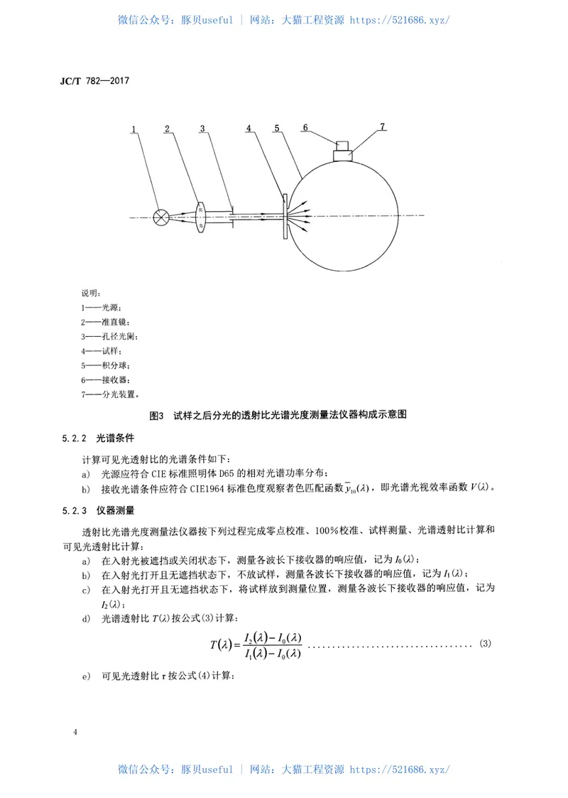 JCT782-2017玻璃纤维增强塑料可见光透射比试验方法 预览图
