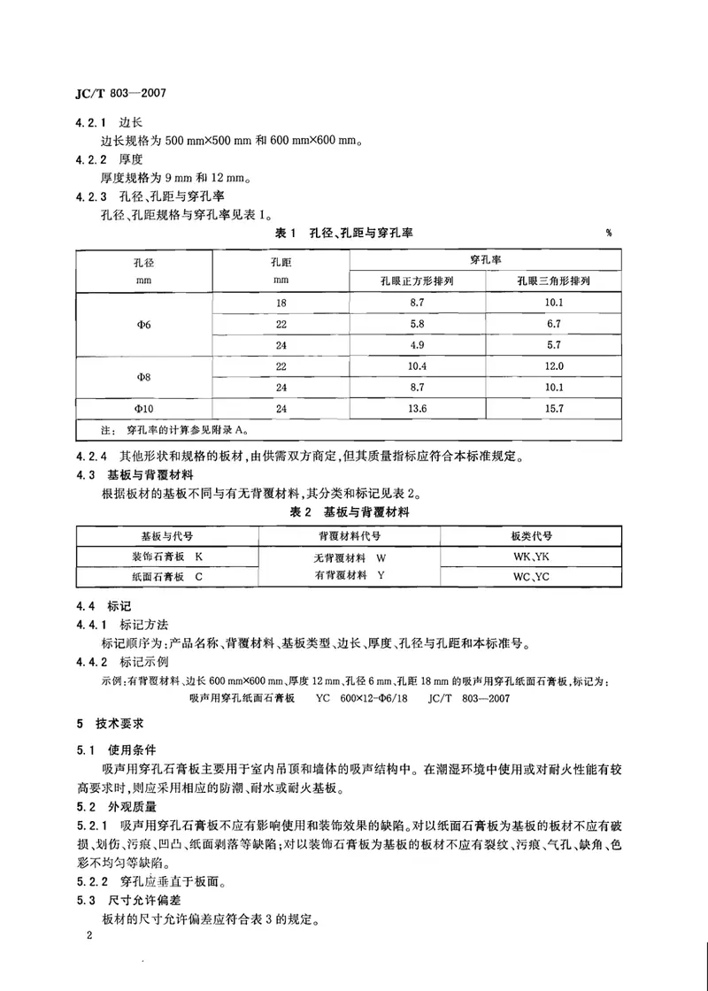 JCT803-2007吸声用穿孔石膏板 预览图