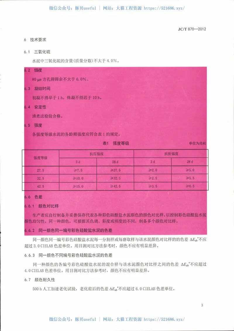 JCT870-2012彩色硅酸盐水泥 预览图