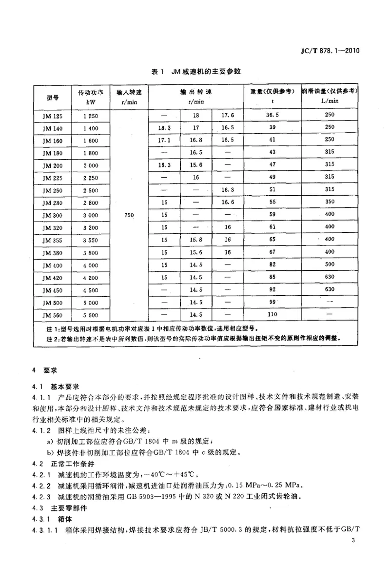 JCT878.1-2010水泥工业用硬齿面减速机第1部分：中心传动磨机 预览图