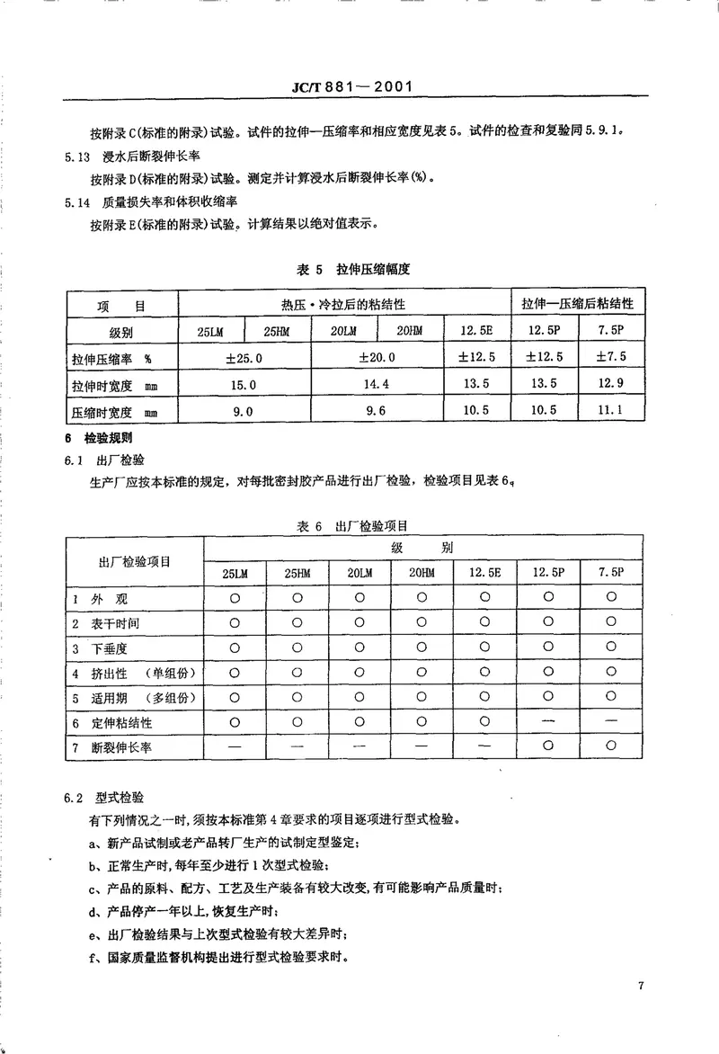 JCT881-2001混凝土建筑接缝用密封胶 预览图