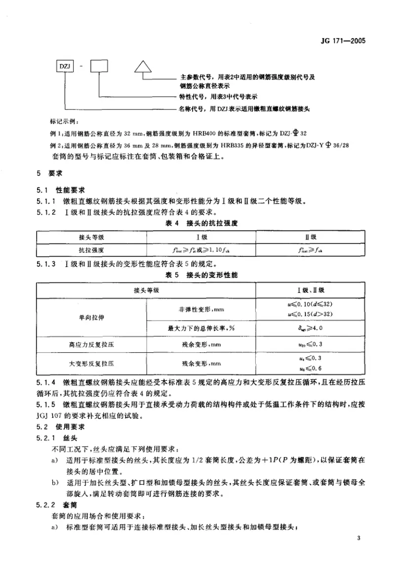JG171-2005镦粗直螺纹钢筋接头 预览图