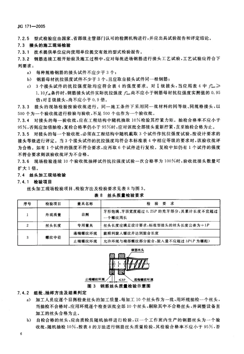 JG171-2005镦粗直螺纹钢筋接头 预览图