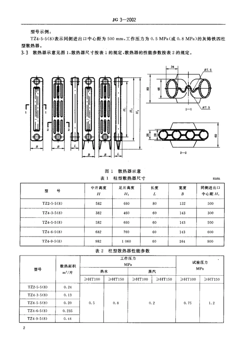 JG3-2002采暖散热器灰铸铁柱型散热器 预览图