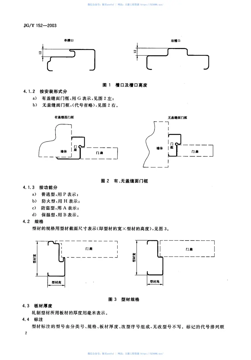 JGT152-2003钢质多功能户门门框型材 预览图
