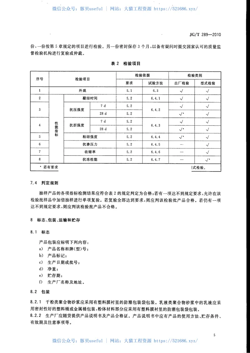 JGT289-2010混凝土结构加固用聚合物砂浆 预览图