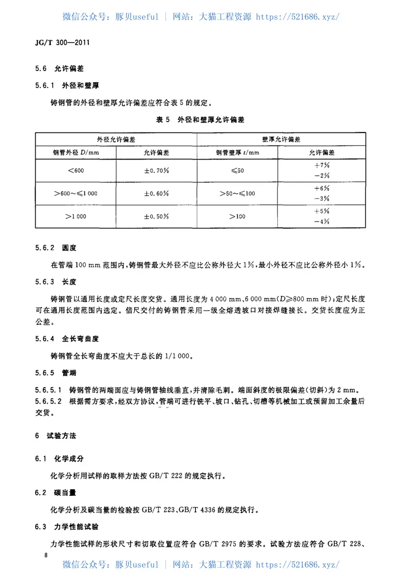 JGT300-2011建筑结构用铸钢管 预览图