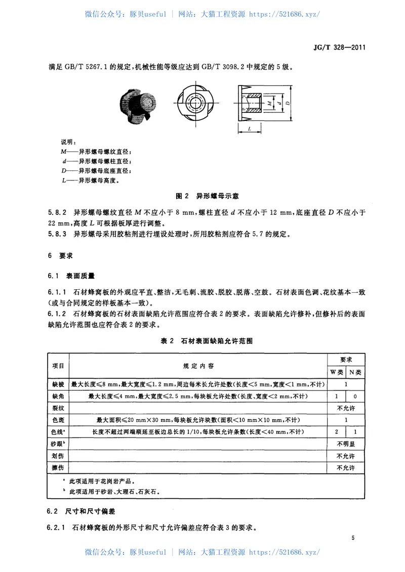 JGT328-2011建筑装饰用石材蜂窝复合板 预览图